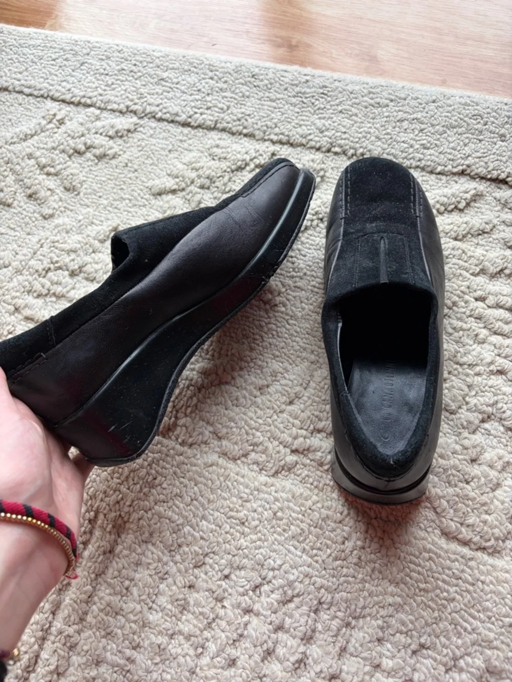 Black Slip-On Wedge Loafers